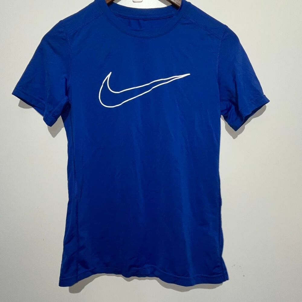 Nike Boys Blue Dri-Fit Fitted Crew Neck Short‎ Sleeve Athletic T-Shirt Large
